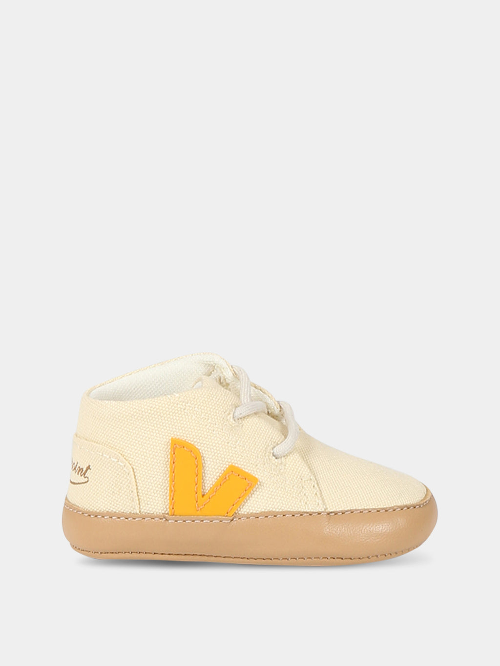 Sneakers avorio per neonati con logo